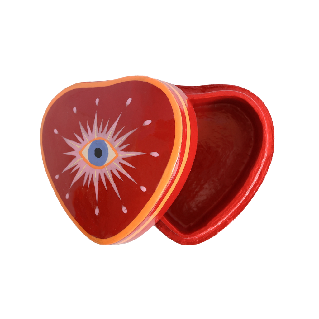 Heartshaped Box with Eyes red