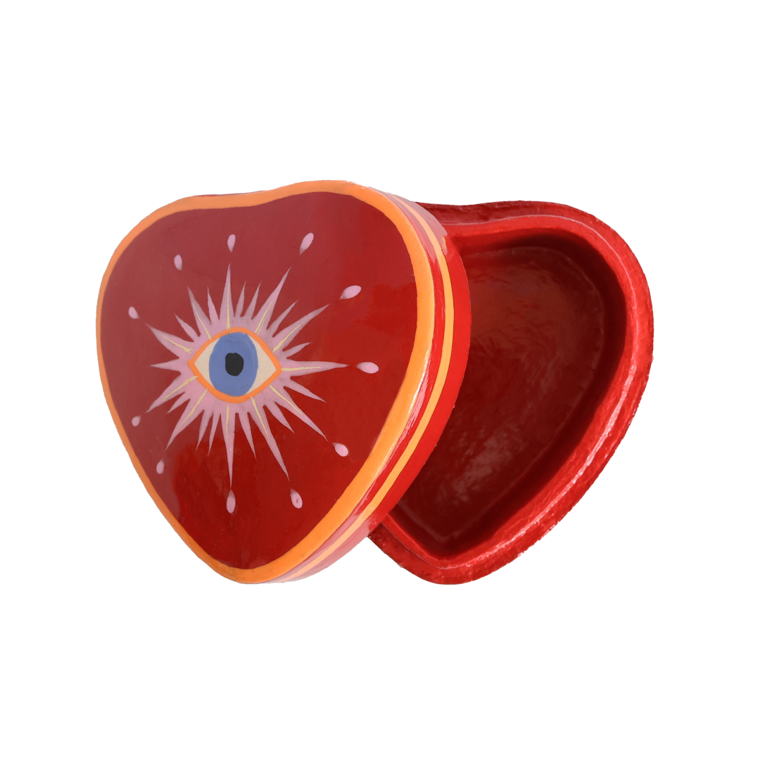 Heartshaped Box with Eyes red